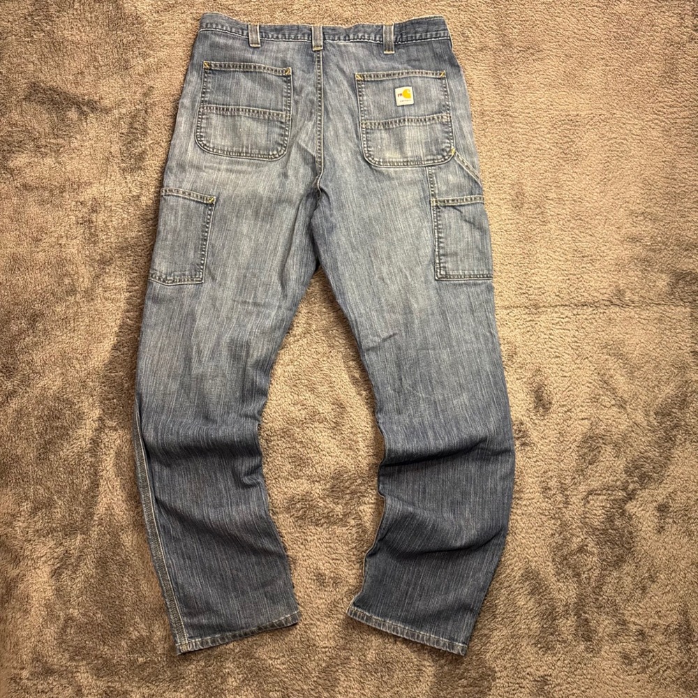 Carhartt FR Flame Resistant Relaxed Fit Denim Carpenter Jeans 38x33 Blue